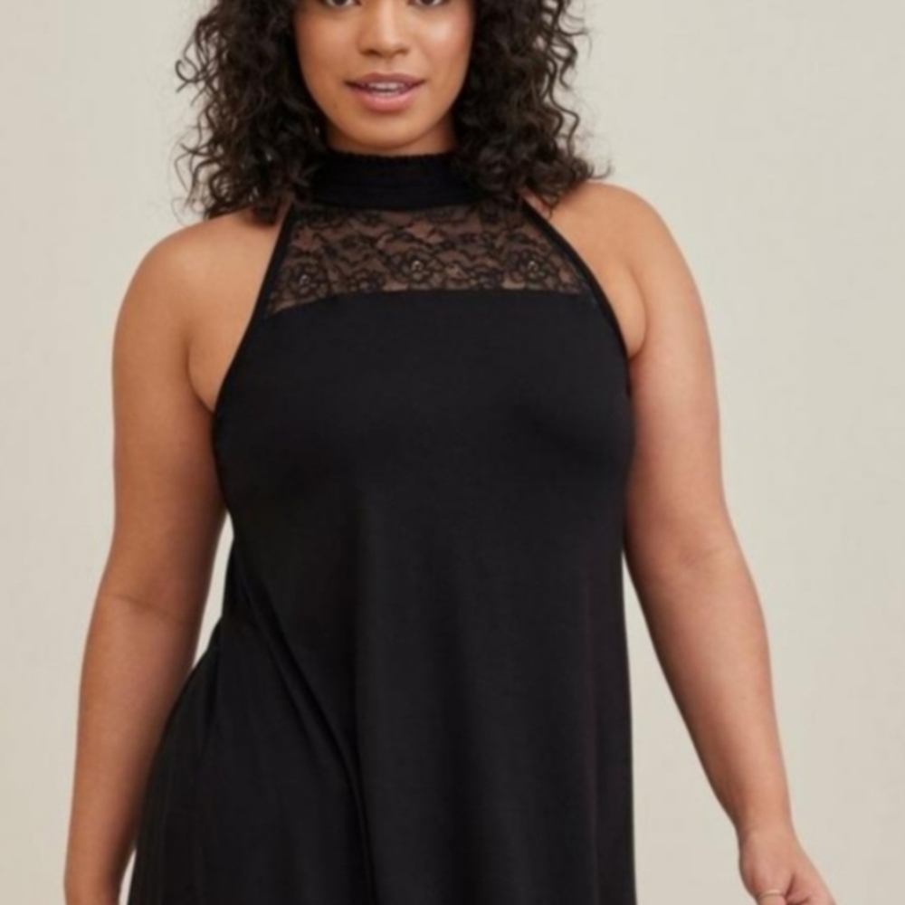 Torrid Black Lace Halter Tank Top